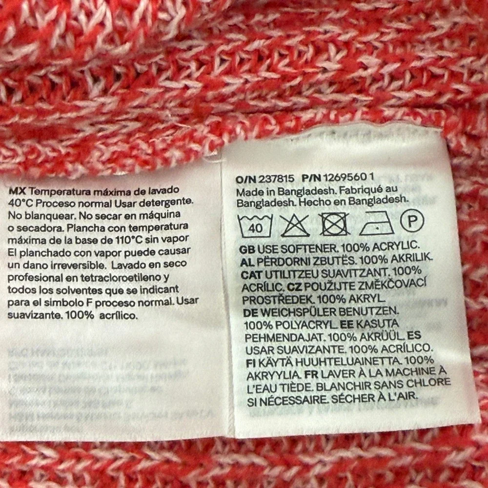 H&M Divided Red White Marled Knit Sweater Vest Sleeveless Crew Neck Medium